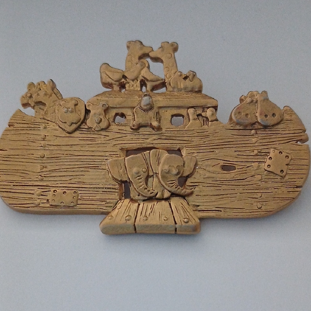 Vintage Danecraft Gold Elephant Noah's Ark Brooch, Signed